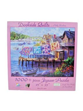 SunsOut Dockside Quilts by Nicky Boehme 1000 Piece Jigsaw Puzzle Complete